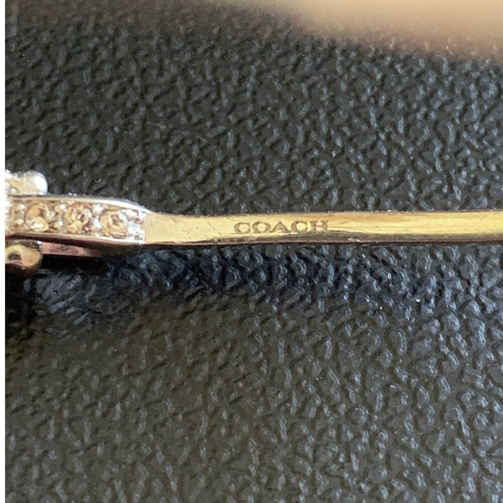COACH Interlocking Signature C Stone Bangle Bracelet Silver Tone - Picture 3 of 6